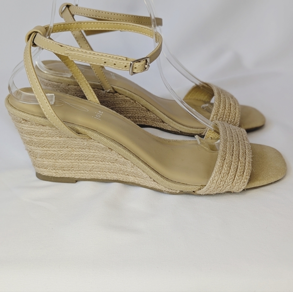 Joie Lila Natural Straw Jute Strappy Ankle Wedge Sandals, Women's Size 10 - Picture 2 of 9